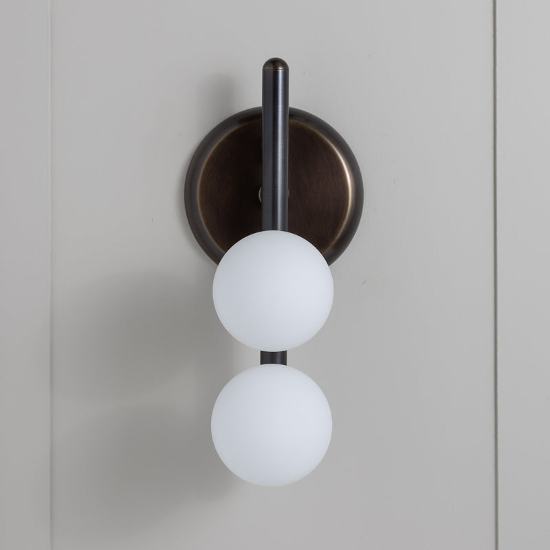Brass Two Globe Wall Sconce