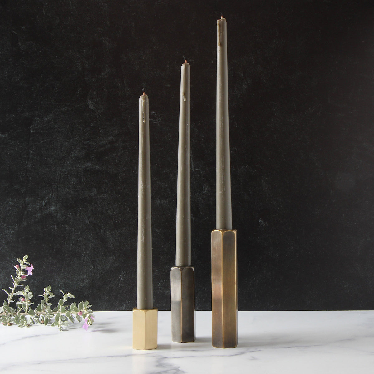 Brass Hexagon Candleholder

