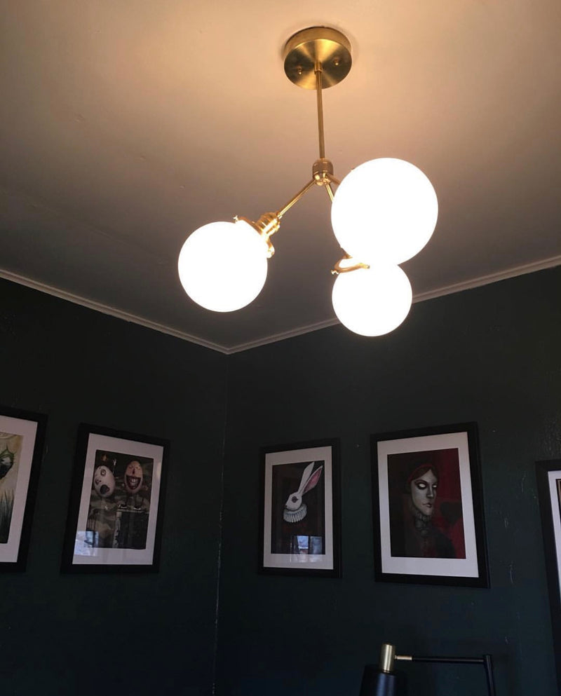 Mid Century Brass Chandelier - Christopher Chandelier
