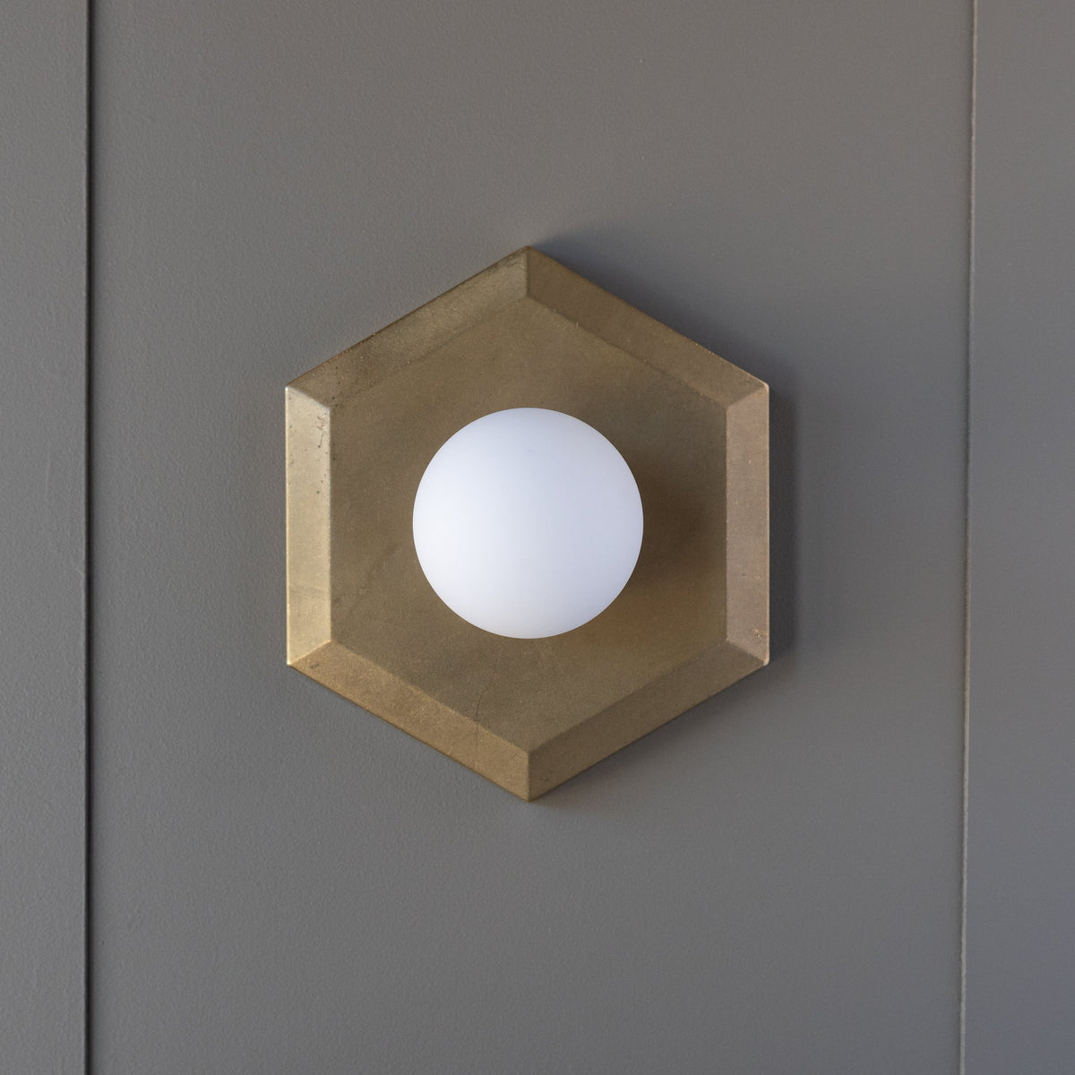 Cast Brass Hexagon Light Fixture