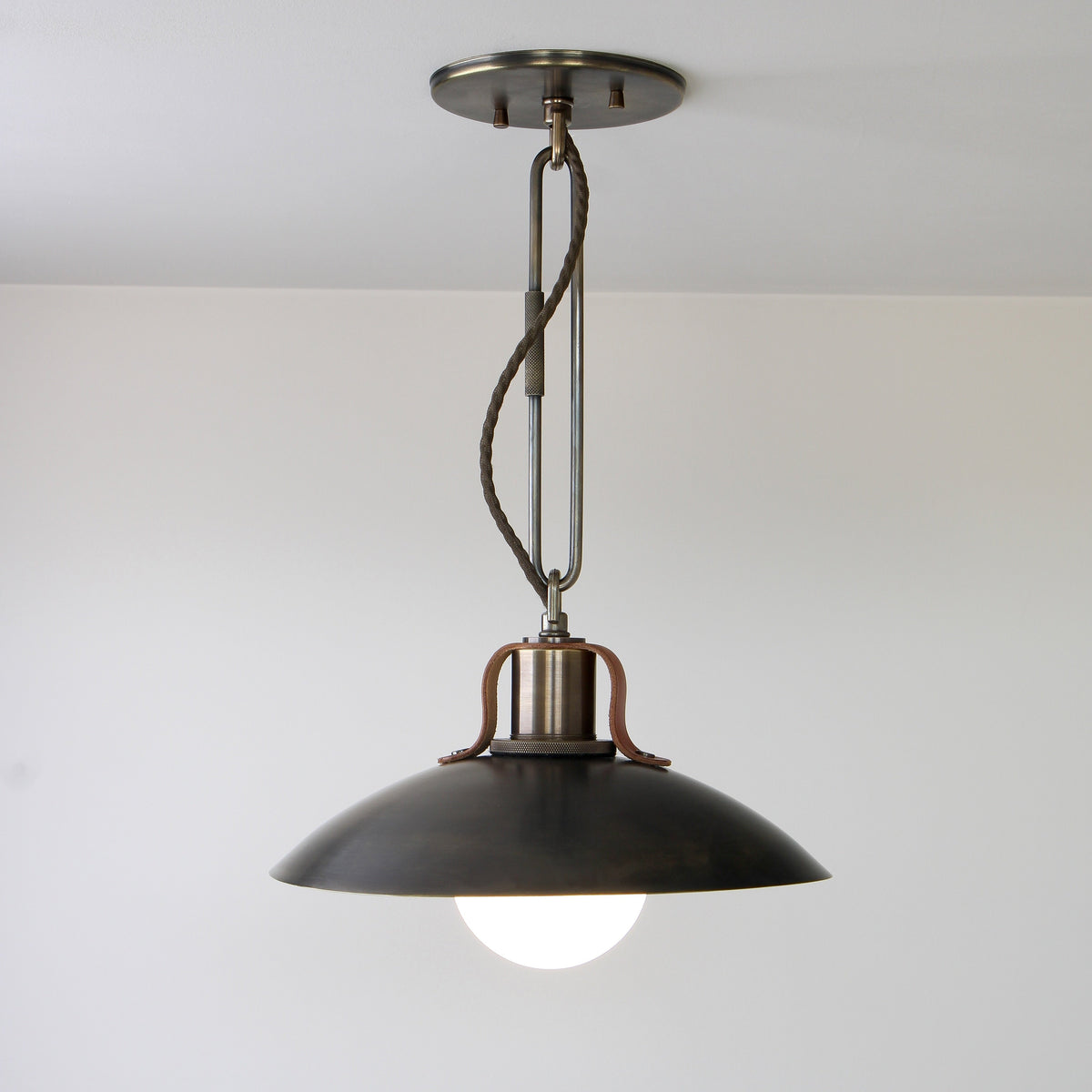 Brass and Leather Modern Lighting