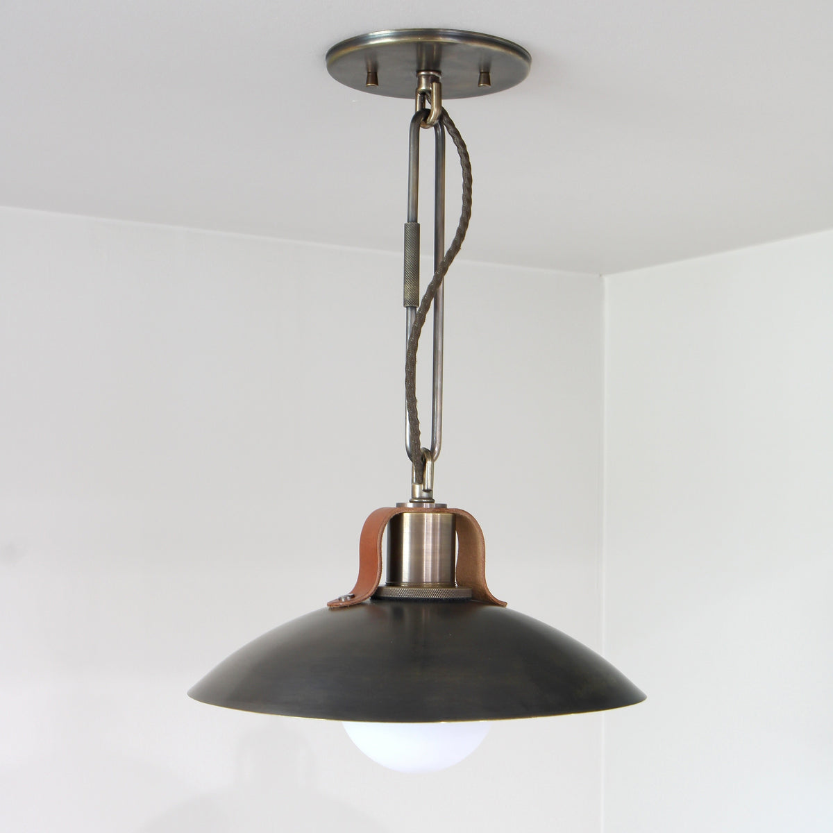 Brass and Leather Modern Lighting