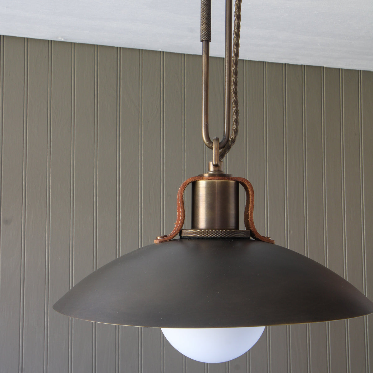 Leather and Brass Kilgore Pendant Fixture