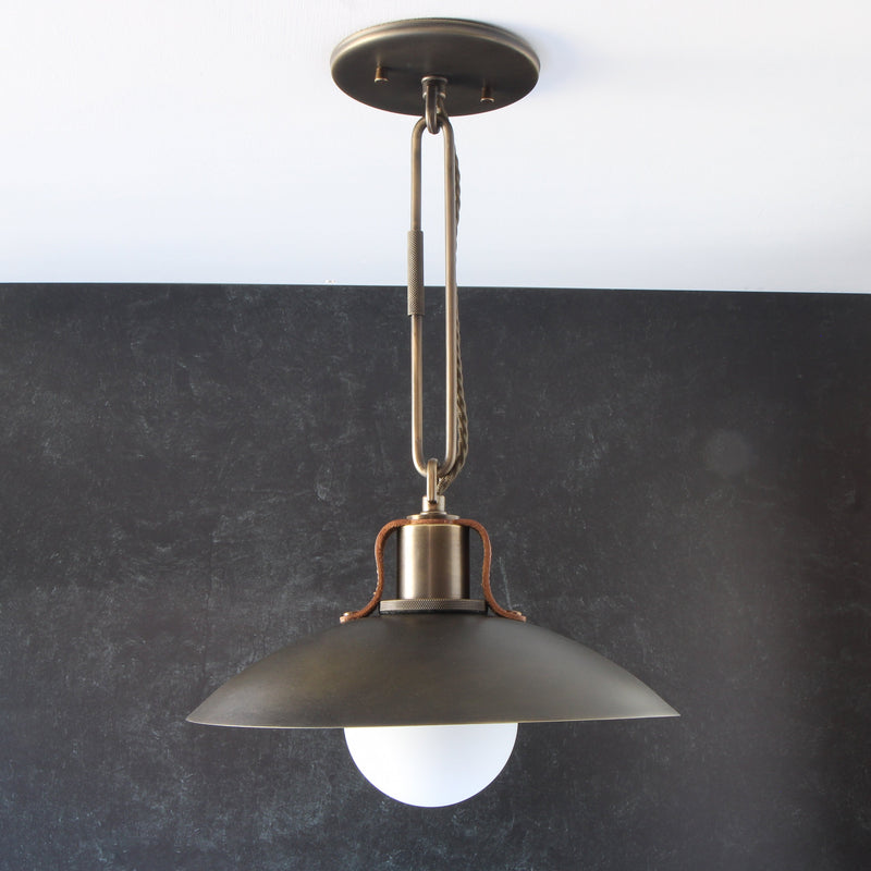 Brass and Leather Modern Light Fixture