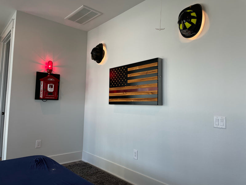 Repurposed Fireman's Helmet Wall Sconce