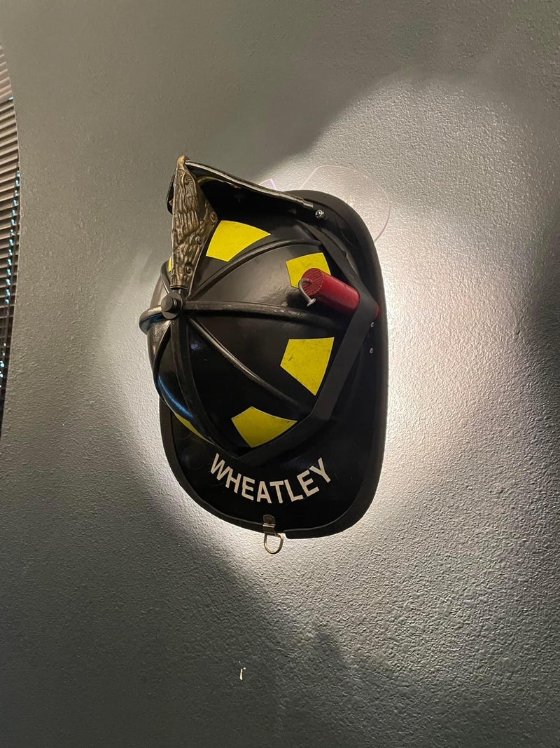 Repurposed Fireman's Helmet Wall Sconce