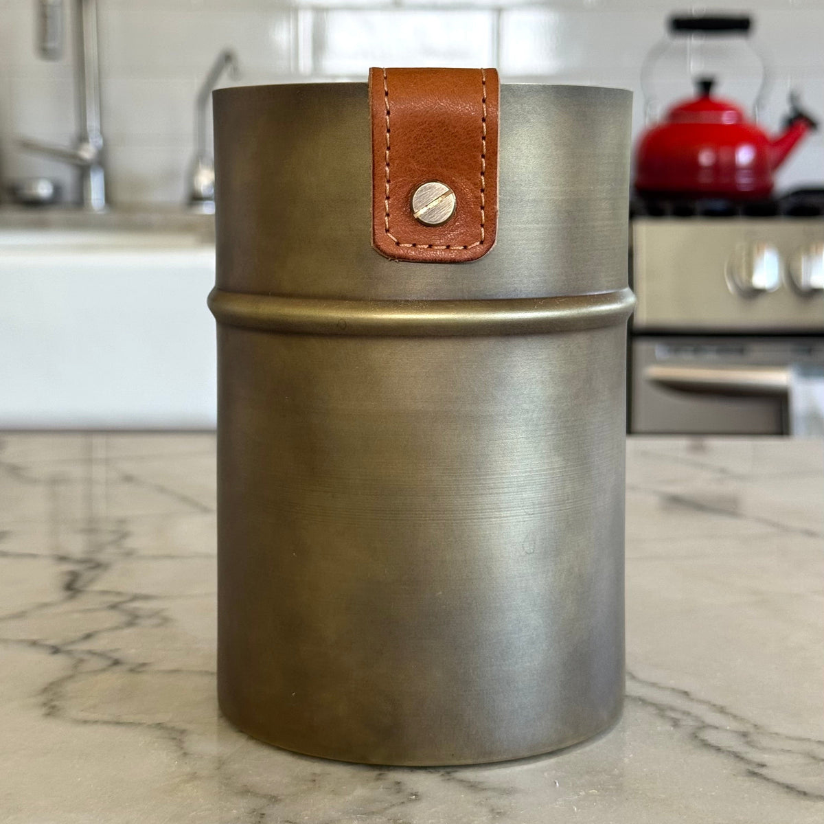 Brass Canister w/Leather Accent