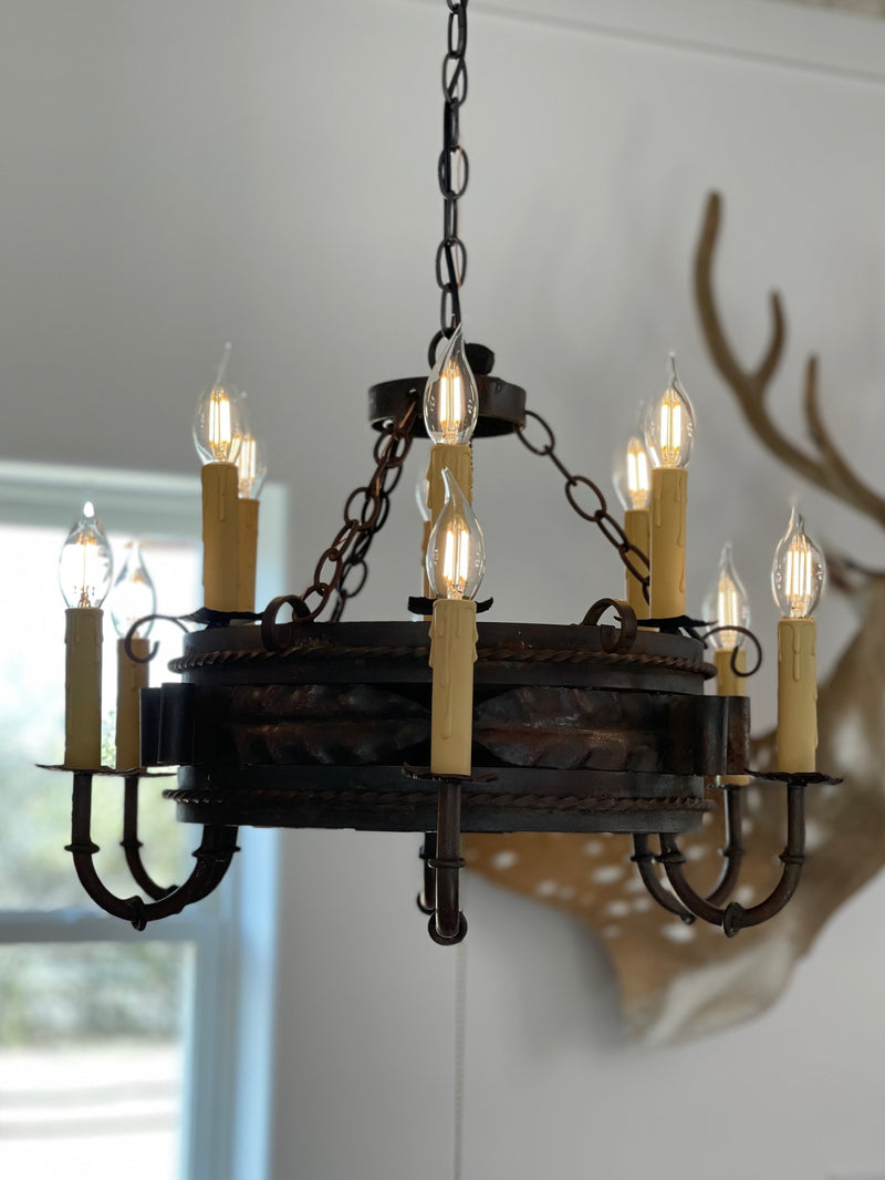 Refurbished Vintage Iron Chandelier
