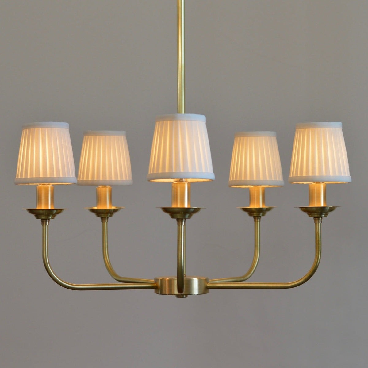 Brass Chandelier with Shantung Shades