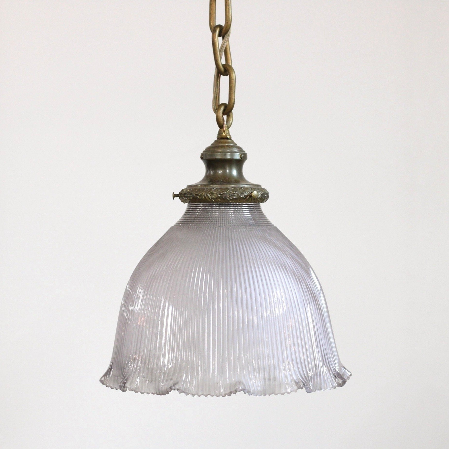 Vintage Pendant w Holophane Glass Shade J Knox Designs